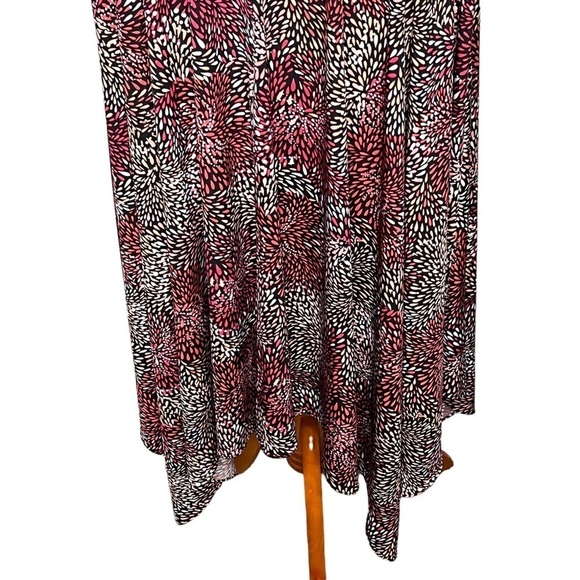 The Limited Off Shoulder Handkerchief Hem Midi Dress L Mauve White Black Print - Picture 5 of 16